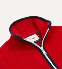 Red Boucle Wool Zip Fleece Vest 11 Red Boucle Wool Zip Fleece Vest -Drakes Shop DR2A5O21569 06700 5