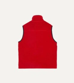 Red Boucle Wool Zip Fleece Vest 14 Red Boucle Wool Zip Fleece Vest -Drakes Shop DR2A5O21569 06700 6