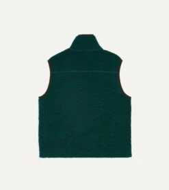 Dark Green Boucle Wool Zip Fleece Vest -Drakes Shop DR2A5O21569 07400 6