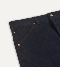Navy Japanese Selvedge Needlecord Five-Pocket Trousers -Drakes Shop DR2A6A20940 01250 3