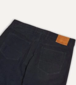 Navy Japanese Selvedge Needlecord Five-Pocket Trousers -Drakes Shop DR2A6A20940 01250 5