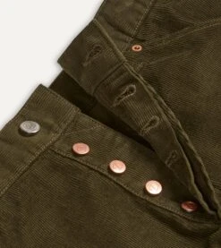 Green Japanese Selvedge Needlecord Five-Pocket Trousers -Drakes Shop DR2A6A20940 04400 4
