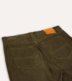 Green Japanese Selvedge Needlecord Five-Pocket Trousers -Drakes Shop DR2A6A20940 04400 5