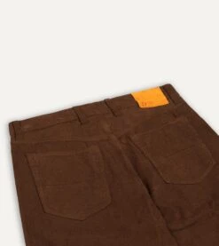 Brown Japanese Selvedge Needlecord Five-Pocket Trousers -Drakes Shop DR2A6A20940 07300 5
