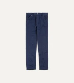 Navy Lightweight Cotton Canvas Five-Pocket Jeans