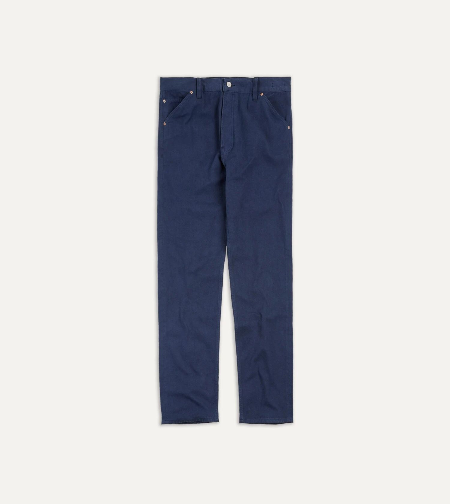 Navy Lightweight Cotton Canvas Five-Pocket Jeans 3 Navy Lightweight Cotton Canvas Five-Pocket Jeans