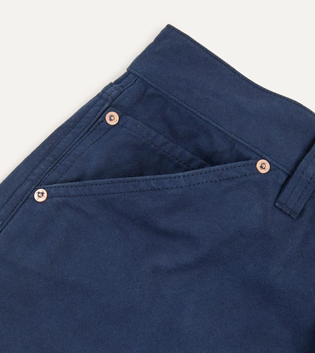 Navy Lightweight Cotton Canvas Five-Pocket Jeans 6 Navy Lightweight Cotton Canvas Five-Pocket Jeans - Image 4
