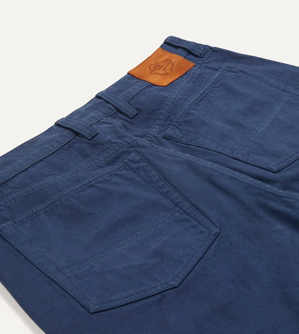 Navy Lightweight Cotton Canvas Five-Pocket Jeans 7 Navy Lightweight Cotton Canvas Five-Pocket Jeans - Image 5