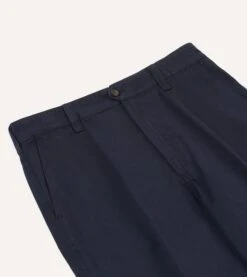 Navy Cotton Flat Front Chino -Drakes Shop DR2A6B22015 04250 3