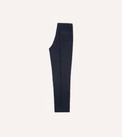 Navy Cotton Flat Front Chino -Drakes Shop DR2A6B22015 04250 5