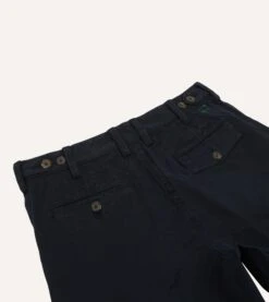 Navy Textured Cotton Flat Front Chino -Drakes Shop DR2A6B22665 01250 4