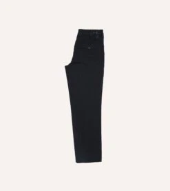 Navy Textured Cotton Flat Front Chino -Drakes Shop DR2A6B22665 01250 6