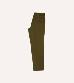 Olive Textured Cotton Flat Front Chino -Drakes Shop DR2A6B22665 02400 6