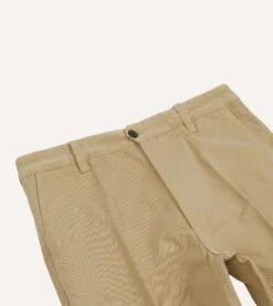 Sand Textured Cotton Flat Front Chino -Drakes Shop DR2A6B22665 04500 3