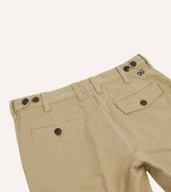 Sand Textured Cotton Flat Front Chino -Drakes Shop DR2A6B22665 04500 4