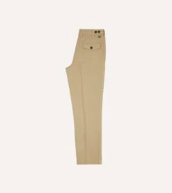 Sand Textured Cotton Flat Front Chino -Drakes Shop DR2A6B22665 04500 6