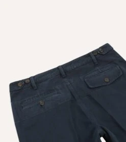 Navy Heavy Cotton Twill Games Trousers -Drakes Shop DR2A6B23537 01250 4