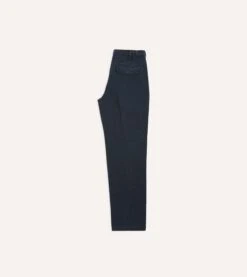 Navy Heavy Cotton Twill Games Trousers -Drakes Shop DR2A6B23537 01250 5