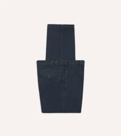 Navy Heavy Cotton Twill Games Trousers -Drakes Shop DR2A6B23537 01250 6