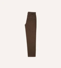 Brown Heavy Cotton Twill Games Trousers -Drakes Shop DR2A6B23537 03300 5