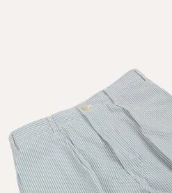 Blue And White Seersucker Games Trousers -Drakes Shop DR2A6C22403 02202 3