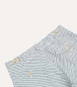 Blue And White Seersucker Games Trousers -Drakes Shop DR2A6C22403 02202 4