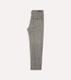 Grey Harris Tweed One Pleat Games Trousers -Drakes Shop DR2A6C22799 01103 6