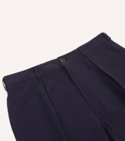Navy Seersucker Games Trousers -Drakes Shop DR2A6C24004 01250 3
