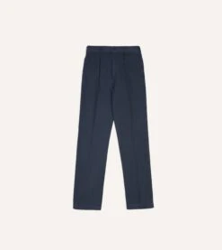 Navy Herringbone Cotton Games Trousers 10 Navy Herringbone Cotton Games Trousers -Drakes Shop DR2A6C24115 01250 3