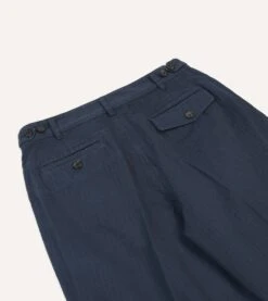 Navy Herringbone Cotton Games Trousers 12 Navy Herringbone Cotton Games Trousers -Drakes Shop DR2A6C24115 01250 5