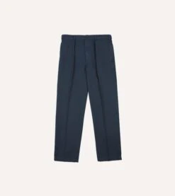 Navy Cotton Canvas Games Trousers -Drakes Shop DR2A6C24116 01250 3