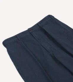 Navy Cotton Canvas Games Trousers -Drakes Shop DR2A6C24116 01250 4