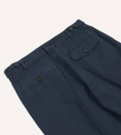 Navy Cotton Canvas Games Trousers -Drakes Shop DR2A6C24116 01250 5