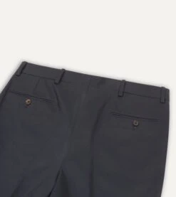 Navy Cotton Drill Flat Front Trouser 10 Navy Cotton Drill Flat Front Trouser -Drakes Shop DR2A6D21375 01250 4