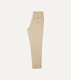 Sand Cotton Drill Flat Front Trouser -Drakes Shop DR2A6D21375 03050 5