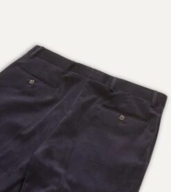 Navy Mid-Wale Corduroy Flat Front Trouser -Drakes Shop DR2A6D21376 01250 4