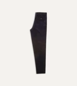 Navy Mid-Wale Corduroy Flat Front Trouser -Drakes Shop DR2A6D21376 01250 5