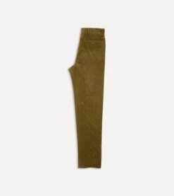 Olive Mid-Wale Corduroy Flat Front Trouser -Drakes Shop DR2A6D21376 02400 5
