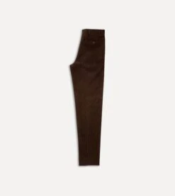 Brown Mid-Wale Corduroy Flat Front Trouser -Drakes Shop DR2A6D21376 03300 5