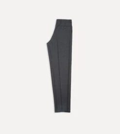 Charcoal Tropical Wool Flat Front Trouser -Drakes Shop DR2A6D21378 02600 5
