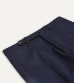 Navy Wool Flannel Flat Front Trousers 9 Navy Wool Flannel Flat Front Trousers -Drakes Shop DR2A6D21379 01250 3