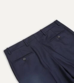 Navy Wool Flannel Flat Front Trousers 10 Navy Wool Flannel Flat Front Trousers -Drakes Shop DR2A6D21379 01250 4