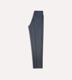 Grey Worsted Wool Flat Front Trouser -Drakes Shop DR2A6D21380 01600 5