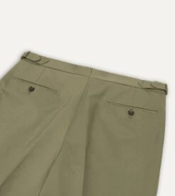 Lovat Cotton Drill Single Pleat Trouser -Drakes Shop DR2A6E21375 02400 5