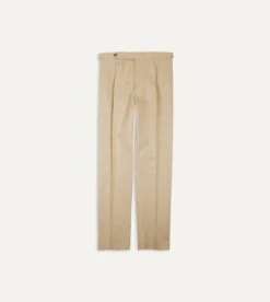 Sand Cotton Drill Single Pleat Trouser