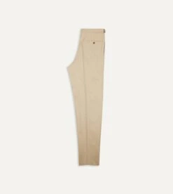 Sand Cotton Drill Single Pleat Trouser -Drakes Shop DR2A6E21375 03050 6