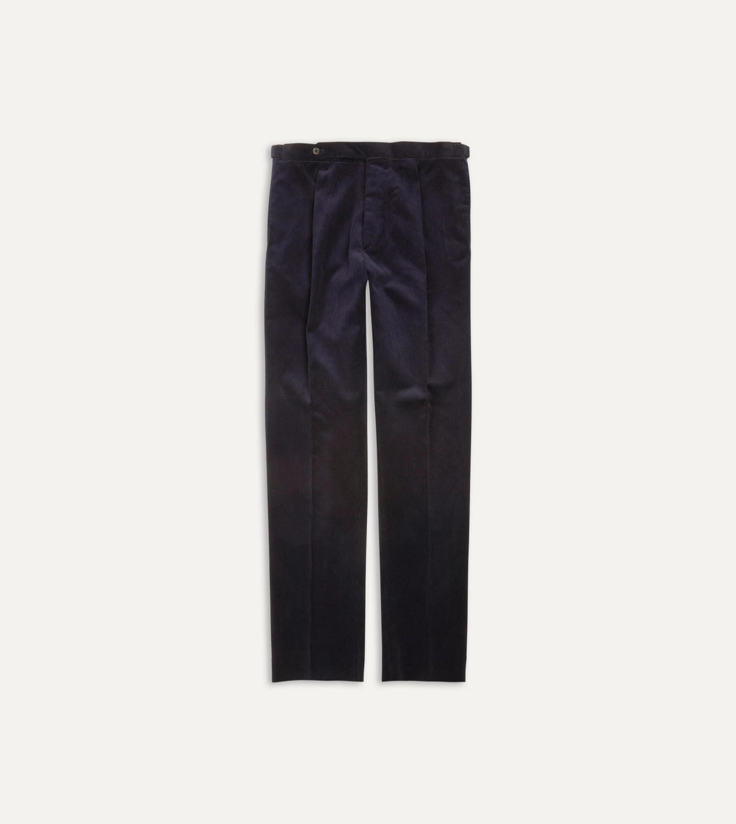 Navy Mid-Wale Corduroy Single Pleat Trouser 3 Navy Mid-Wale Corduroy Single Pleat Trouser