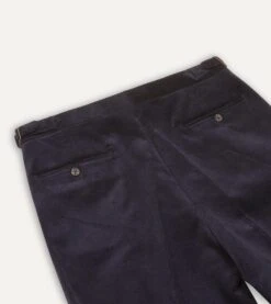 Navy Mid-Wale Corduroy Single Pleat Trouser 12 Navy Mid-Wale Corduroy Single Pleat Trouser -Drakes Shop DR2A6E21376 01250 5