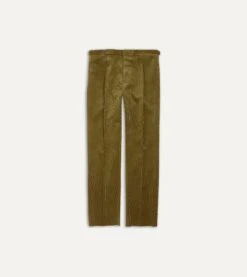 Olive Mid-Wale Corduroy Single Pleat Trouser