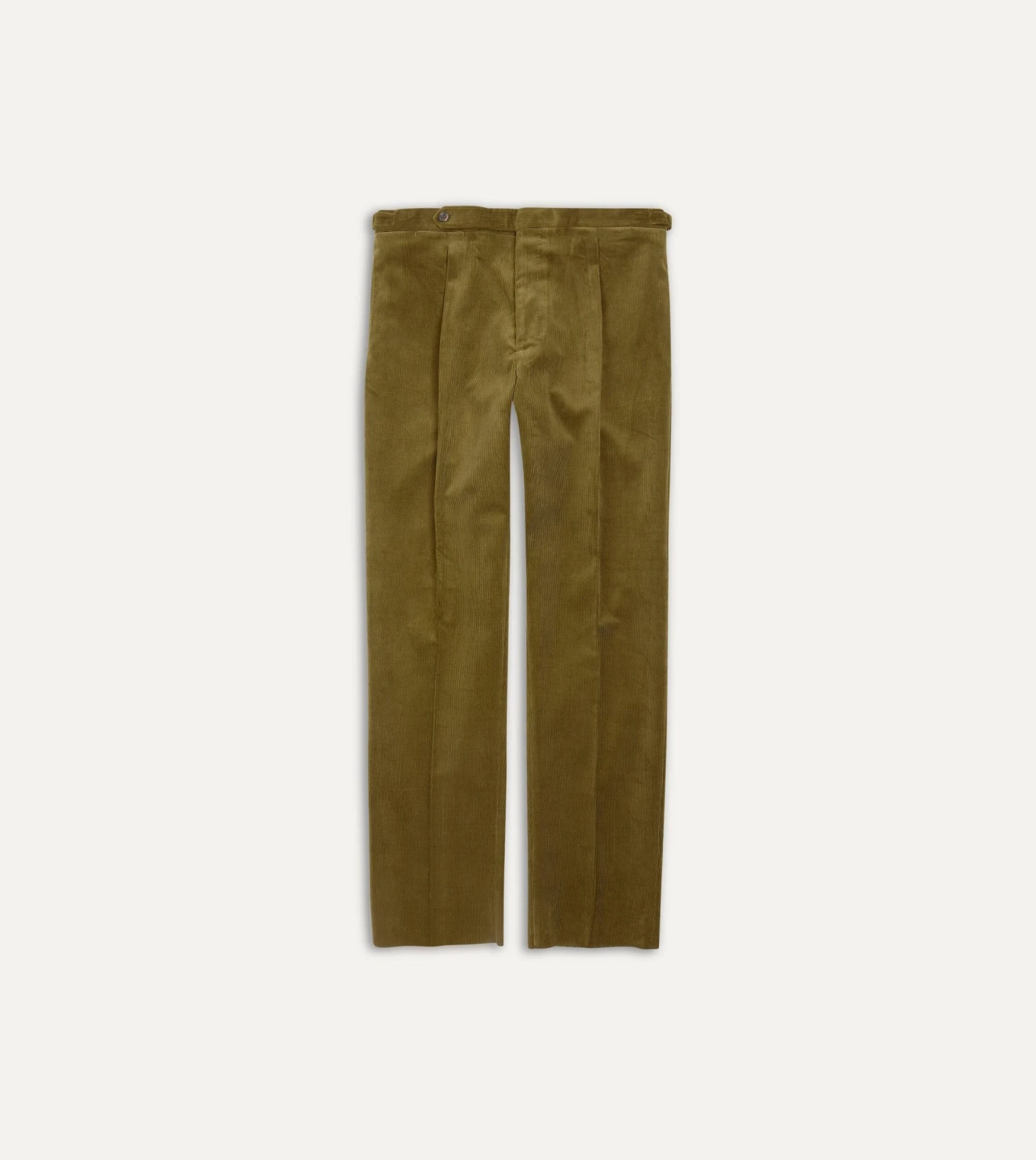 Olive Mid-Wale Corduroy Single Pleat Trouser 3 Olive Mid-Wale Corduroy Single Pleat Trouser
